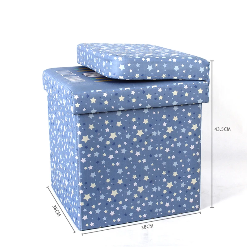 Kids Toy Folding Storage Stool Foldable Ottoman Storage Back-rest Chair