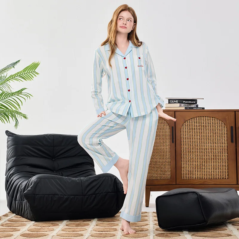 Unisex Women Men's Elegant Summer Long Cotton Loungewear Pajama Set Adult Comfy Breathable Lounge Wear Couple Sleepwear Set