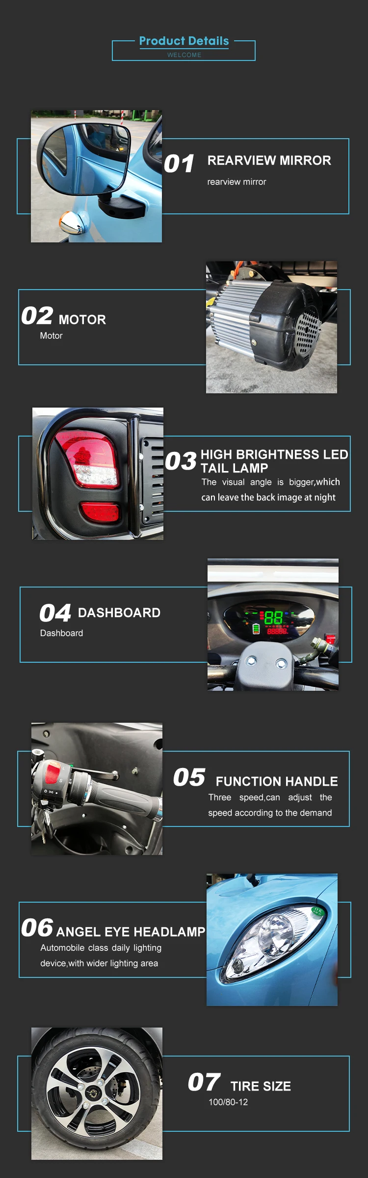 New COC EEC K5 2500W 72V 38AH X2 120km Mobility Scooter 45kmh Elderly Four Wheels Car Electric Mini Car Adult