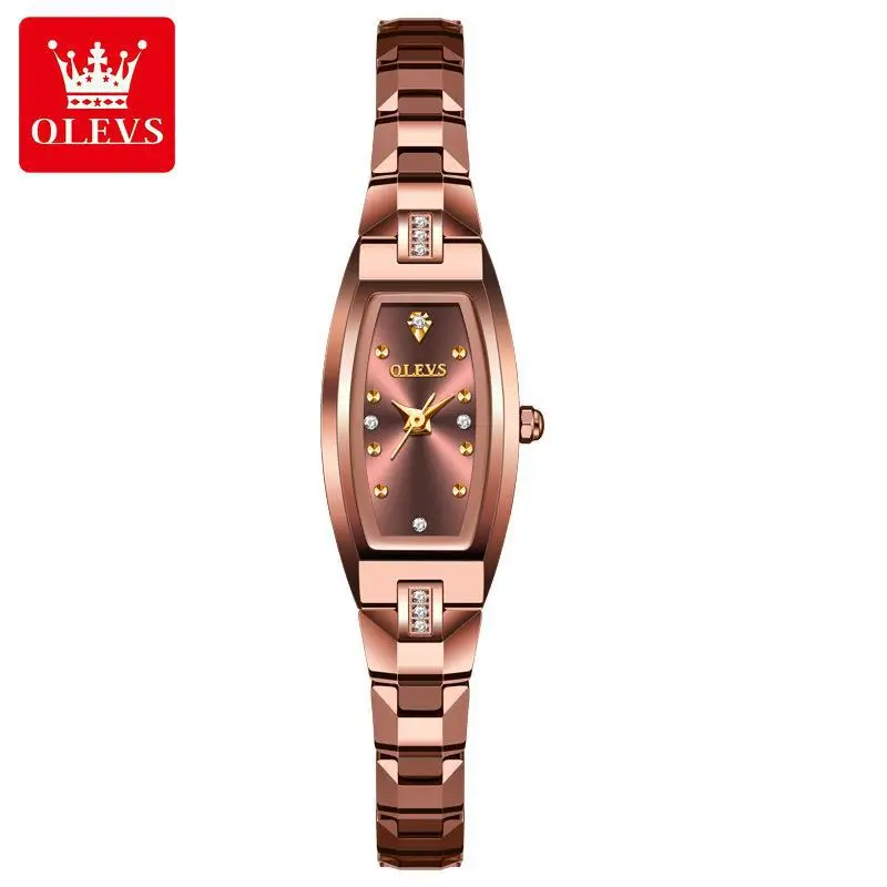 OLEVS 5501 Slim Thin Watch for Women Luxury Tungsten Steel Band