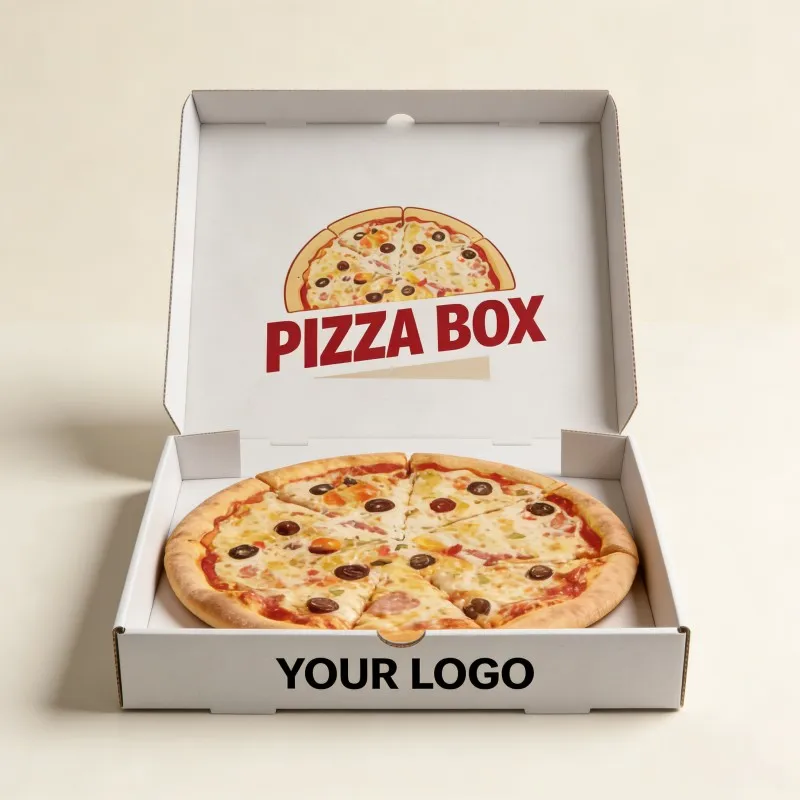 Factory Sale Custom Logo Corrugated Board Pizza Box with Window Restaurant Pizza Boxes High End Soy Ink Printed Takeaway Boxes