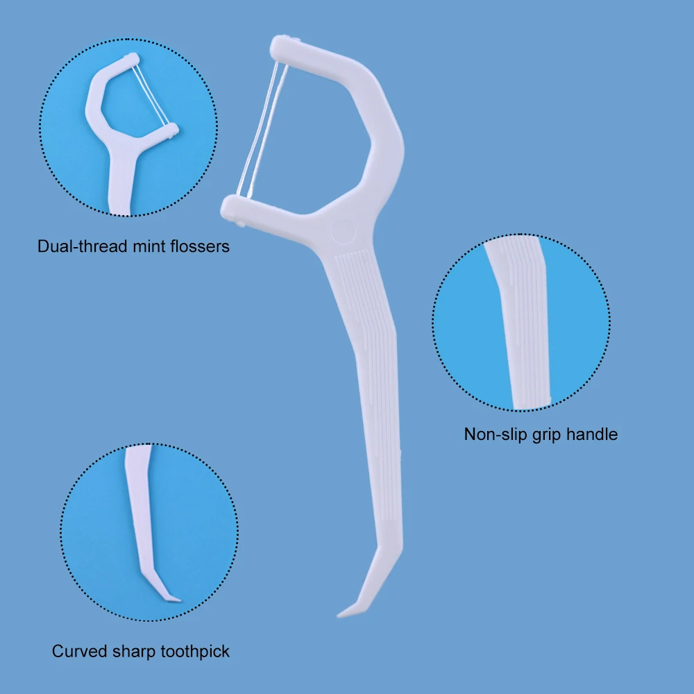 String Floss Handle Mint Double String Dental Flosser Custom Deep Cleaning Dental Floss ...