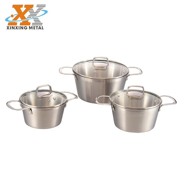 Home Kitchen Cooking Triply 6 Pcs Cone Shape Stainless Steel Pots Cookware Sets factory