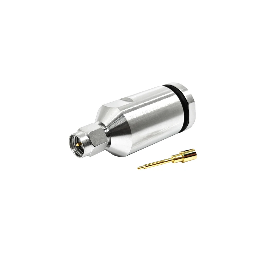 Factory 50 Ohm SMA Male Macho Plug Connector Clamp for LMR400 RG8 RG213 RG214 Coax Cable RF Coax Coaxial Connectors in Stock
