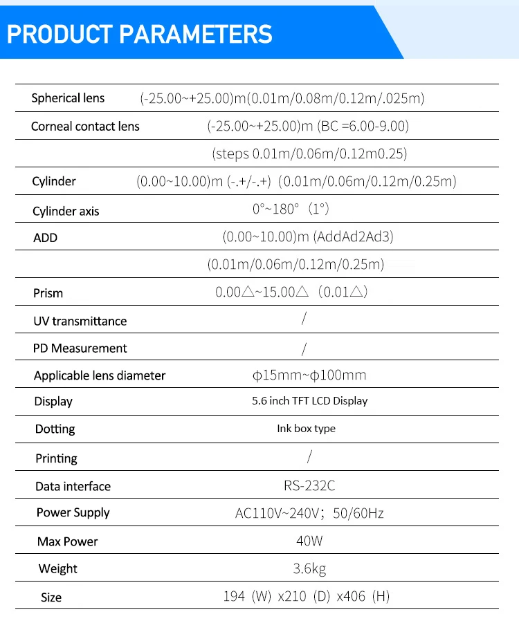 Rightway Brand Auto Focimeter F8600 Auto Lensmeter Automatic Lensometro-Digital