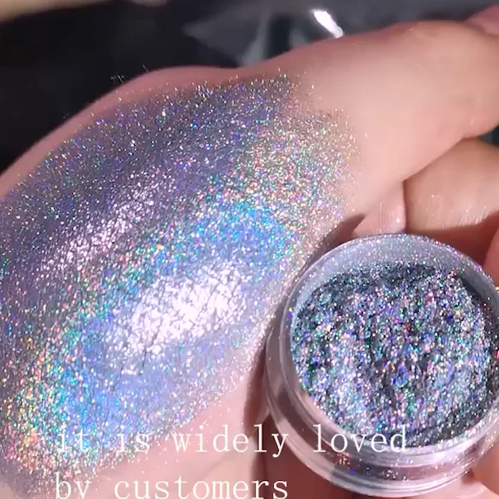 Organic Holographic Mica Eye Pigment Powder,Colorful Silver Eye Shadow