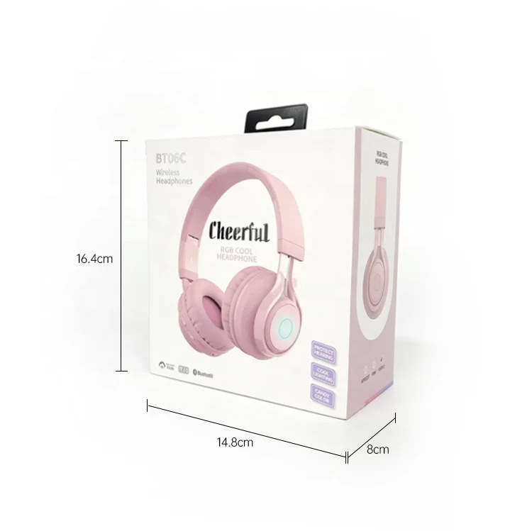 Cute Wireless Headphones For Children With Led Light Microphone