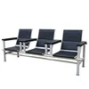 Three-seater black upholstered armrests