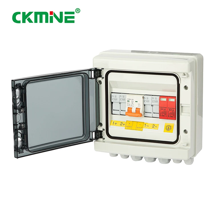 CKMINE IP65 PV Combiner Hộp 2 trong 1 Ra 2 Chuỗi 32A 1000VDC DC AC Mảng cầu chì dây bạc cho hệ thống bảng điều khiển năng lượng mặt trời tắt lưới