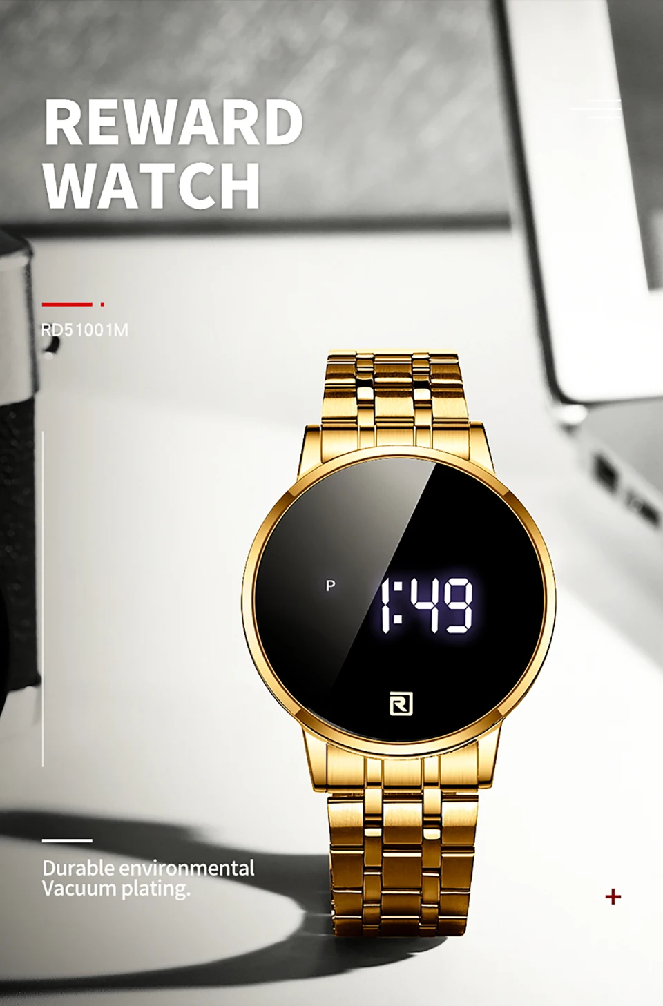 Nuova ricompensa RD 51001M digitale orologio da polso Touch Screen Sport  impermeabile orologio semplice lusso in acciaio inox orologio uomo