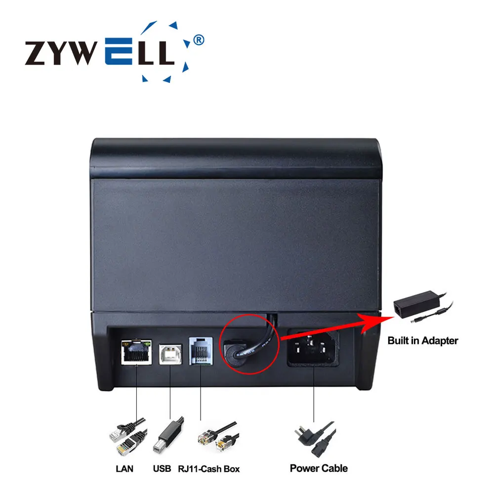 ZY808 80mm Thermal Receipt Printer with Auto Cutter, USB & LAN