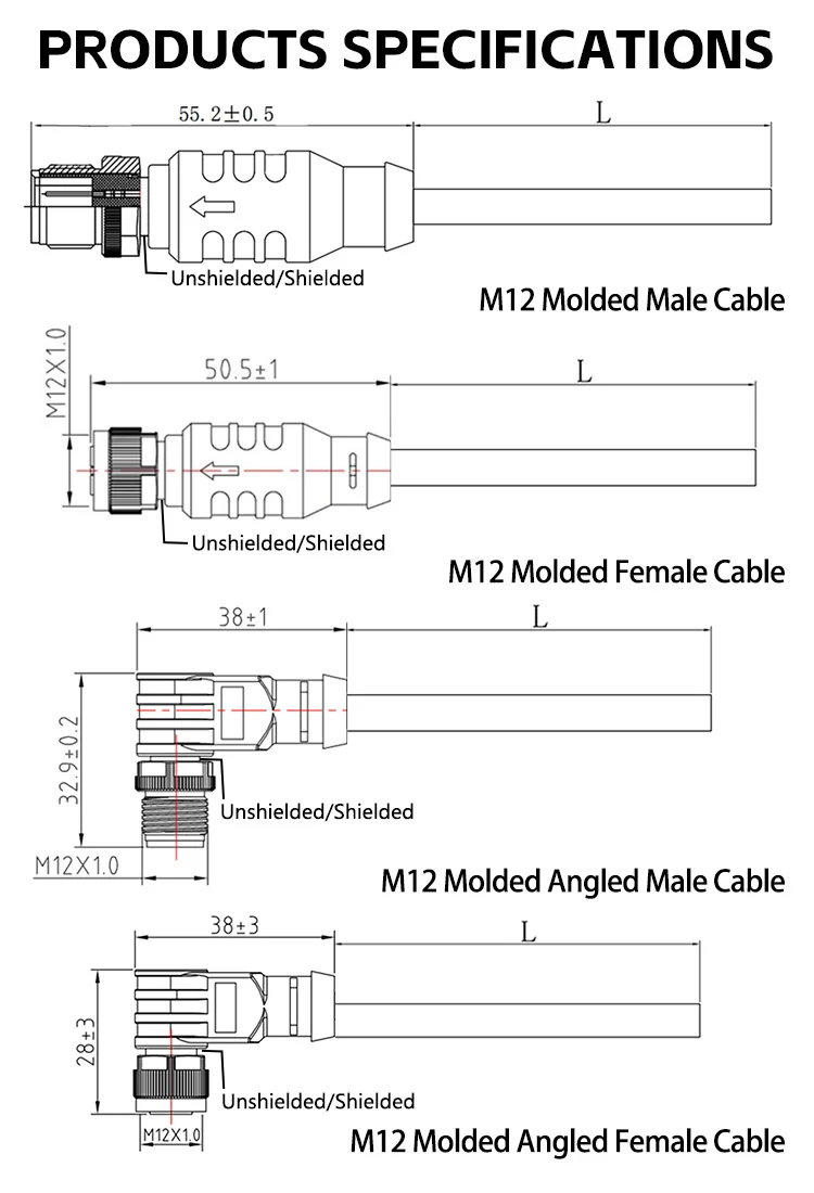 Manufacture OEM Waterproof Connector Male Female 3 4 Pin Welding IP67 M12 Assembly Plug S Code Sensor Connector