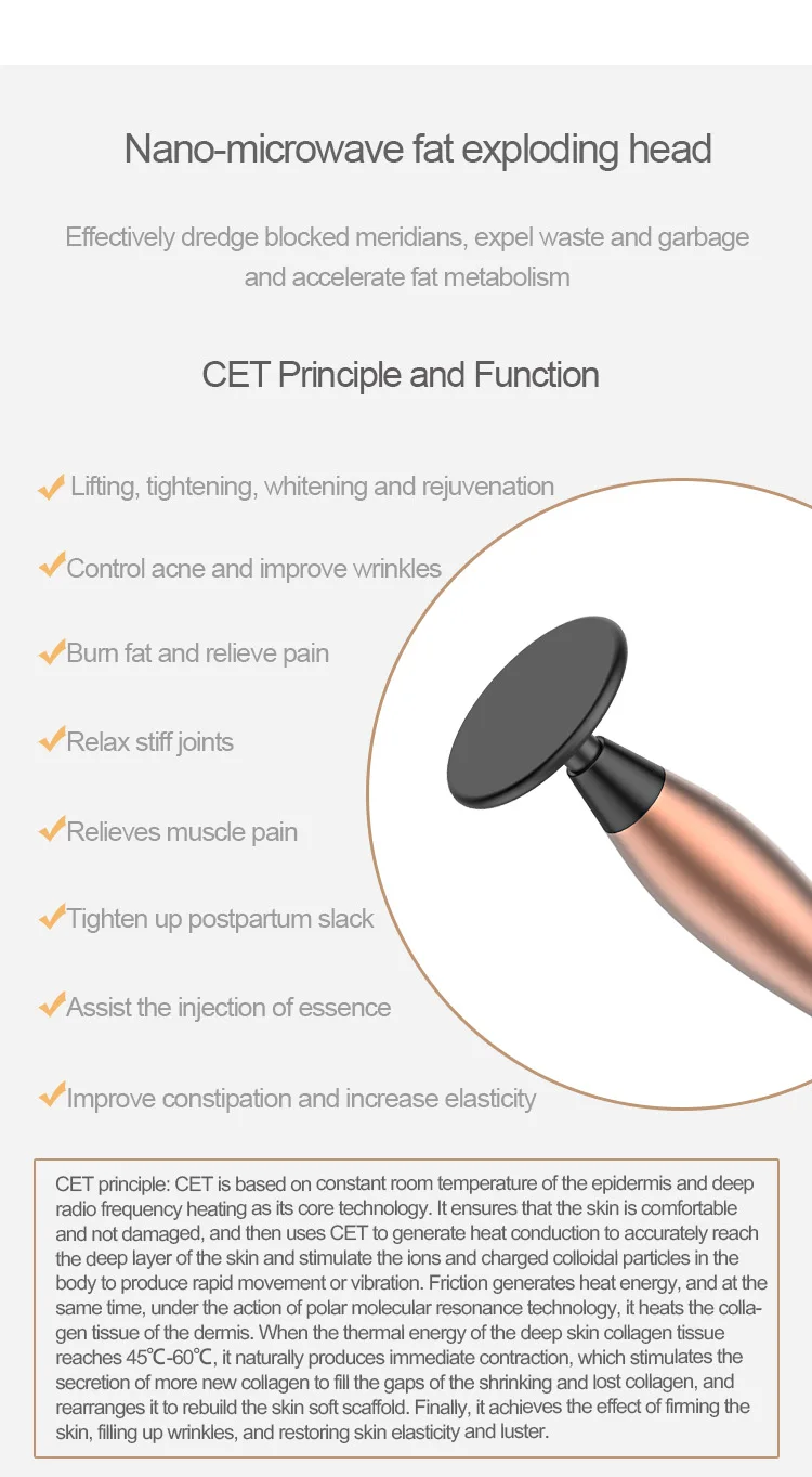 Spa Salon Use Beauty Equipment CET RET TECAR Therapy RF Cellulite Removal Machine