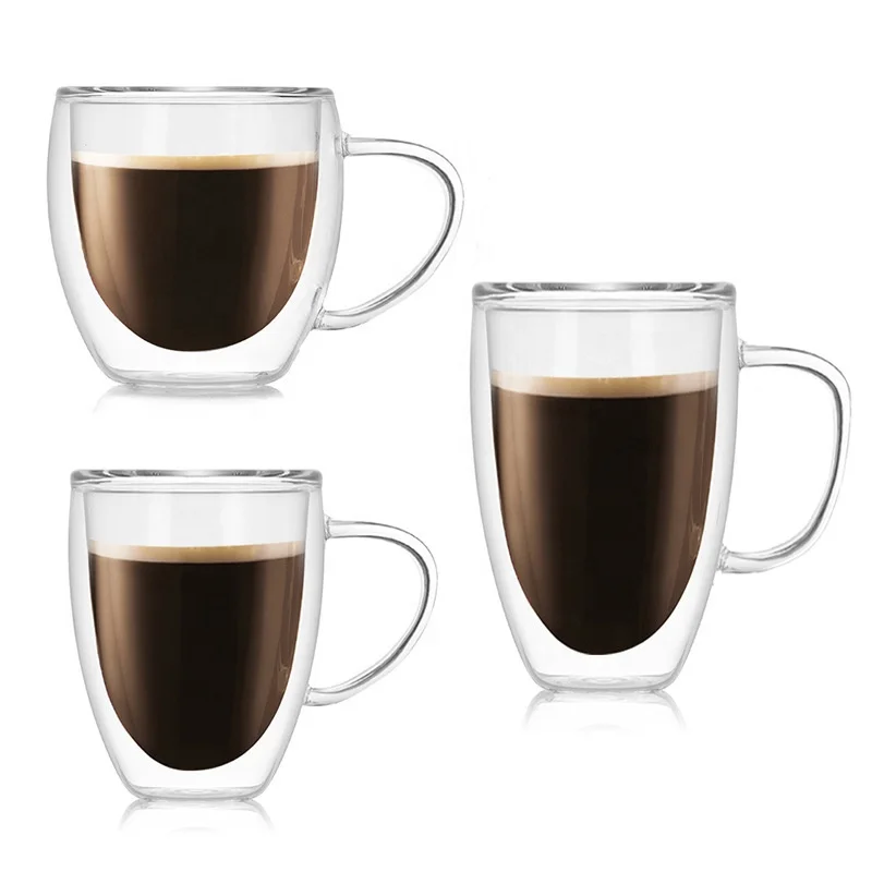 Glass Coffee Mugs Espresso Cups , Clear Double Walled Drinking Mug