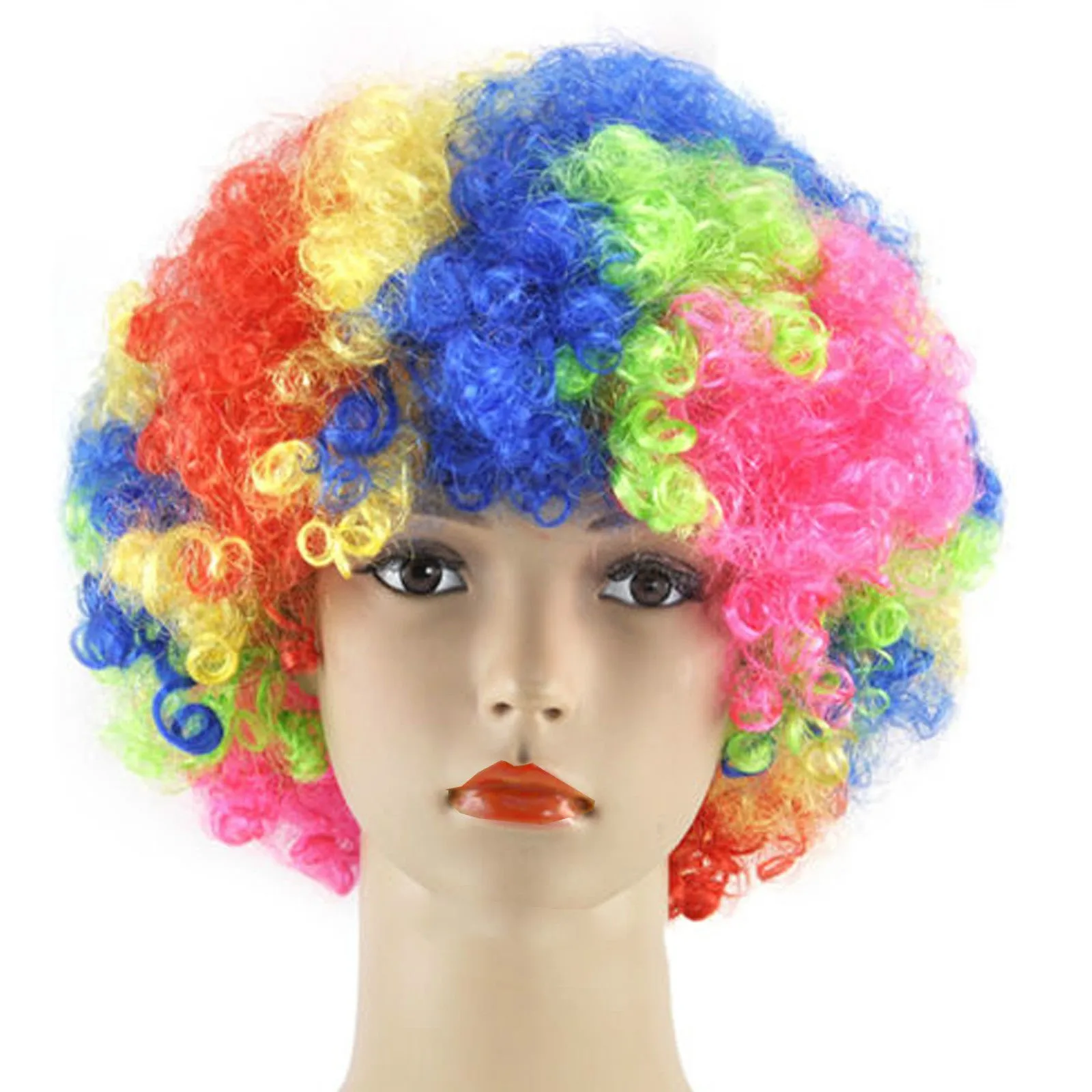 MULTI COLOUR PARTY 80s CURLY AFRO WIG CLOWN FUNKY DISCO MENS LADIES FANCY DRESS 
