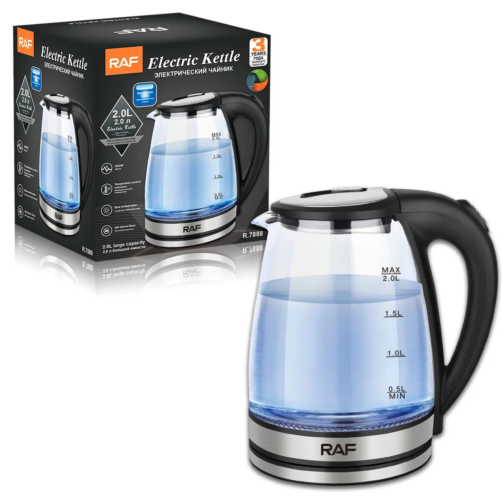 Economical Custom Design Electric Kettle Glass Health Tea Water Kettle Manufacturer 2L 2000W