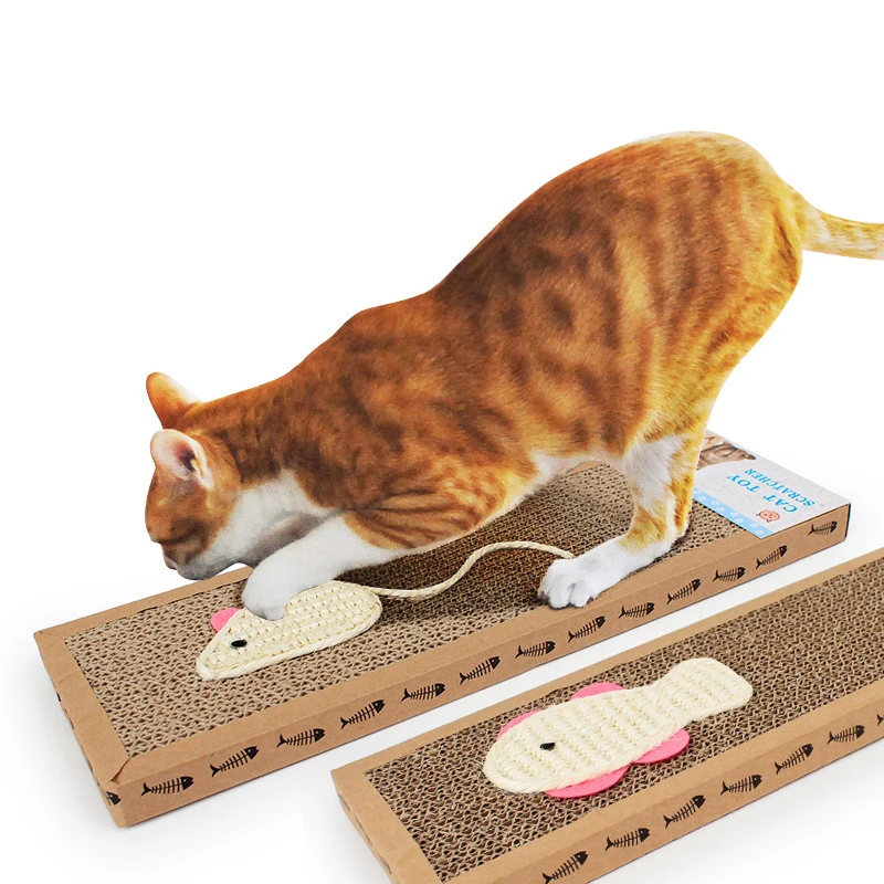 Cats Scratch Board Durable Mouse Fish Pattern Scratching Post For