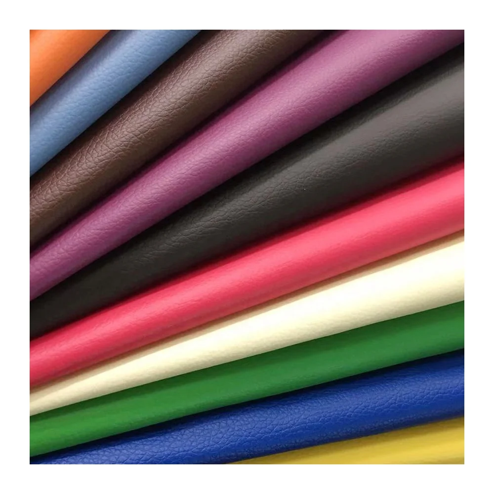 Wholesale factory different colors lichee pattern pvc faux leather for making sofa and furniture fabric material