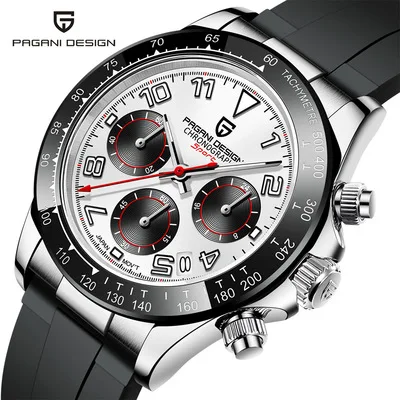 パガーニデザイン メンズクォーツ時計 ラバーストラップ シルバー Amazon | PAGANI DESIGN デイトナオマージュメンズクォーツ