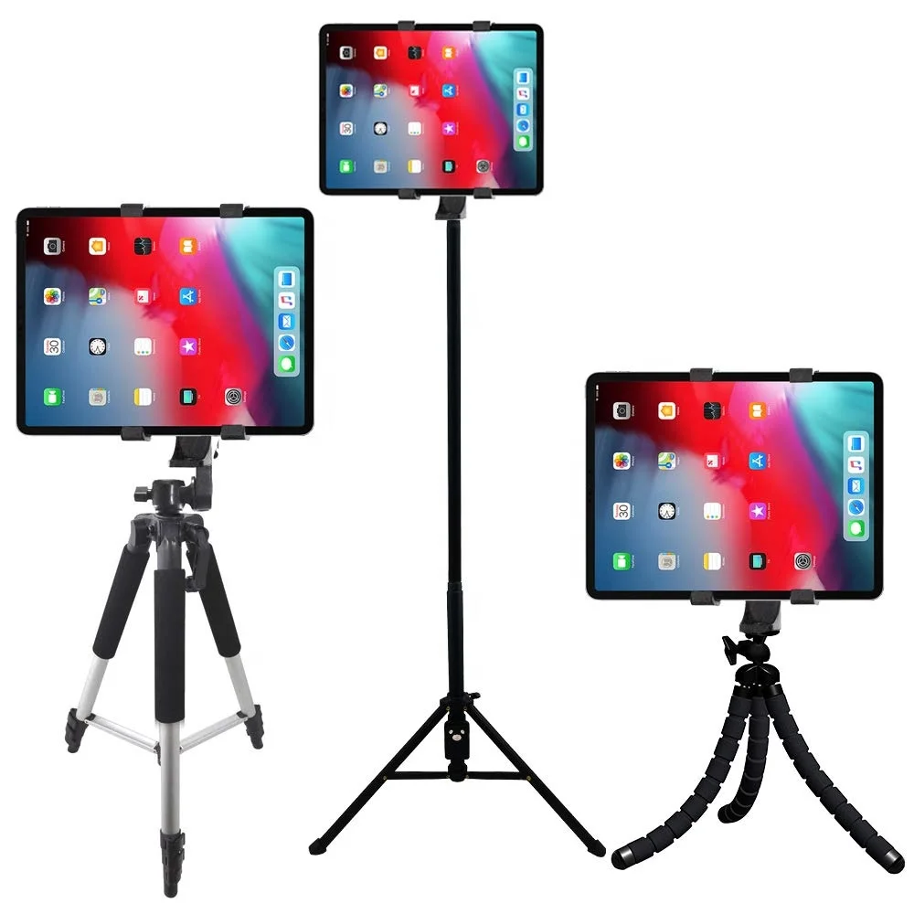 I Pad Tripod Mount Adapter Universal Tablet Clamp Holder Use On Tripod