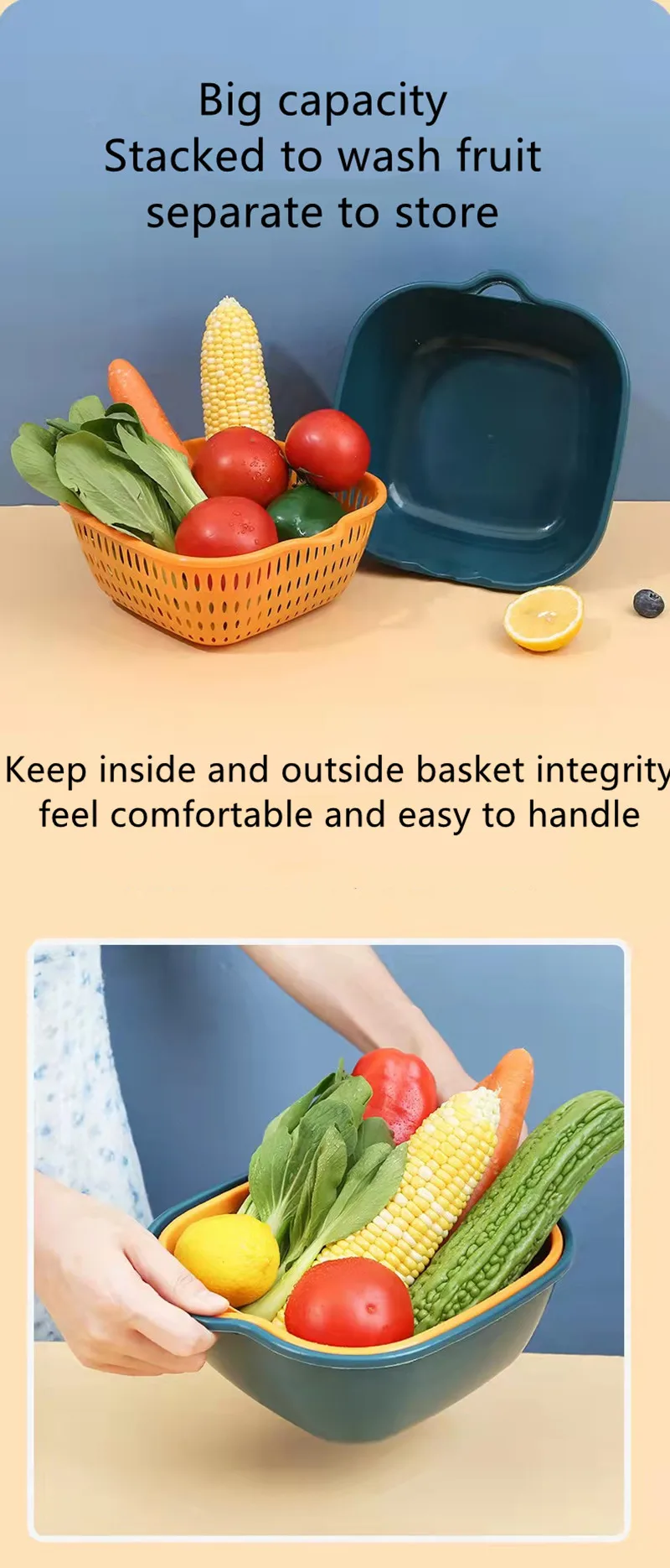 Nordic Simple Style Multipurpose 6pcs Smart Kitchen Basket Double