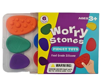 6 PCS Sensory Stone Fidget Toys Kids Autism Textured Soft Worry Stone Calming Anxiety Anxiety Relief Small Prizes Education