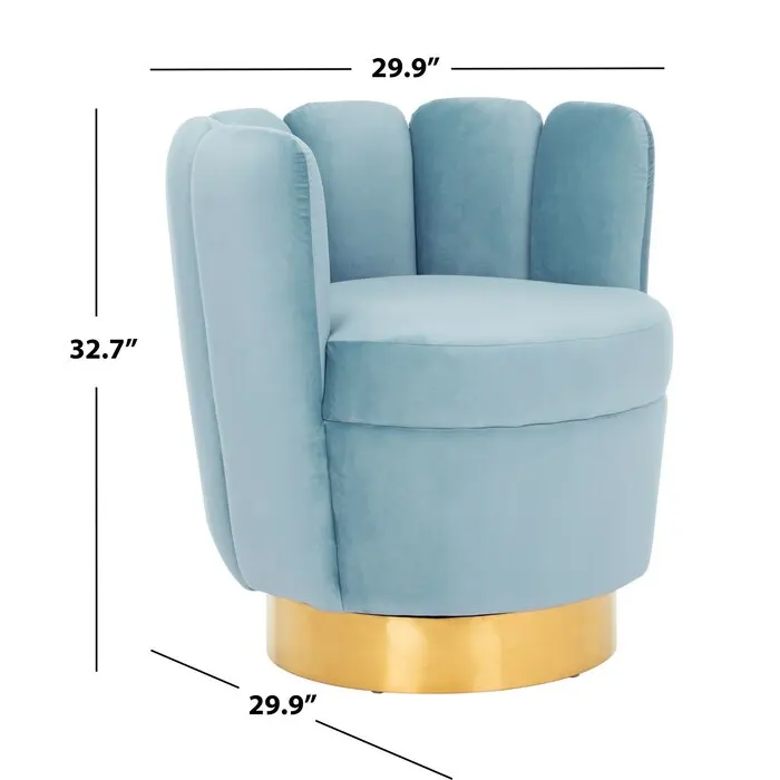 New Design Living Room Furniture Stainless Steel Golden Base Velvet Tufted Sofa Chair Swivel Barrel Chair High Back Chair