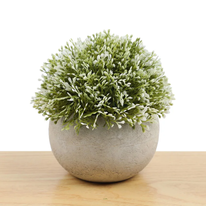 Artificial Plants Potted Faux Mini Plant Greenery Green Grass Flower
