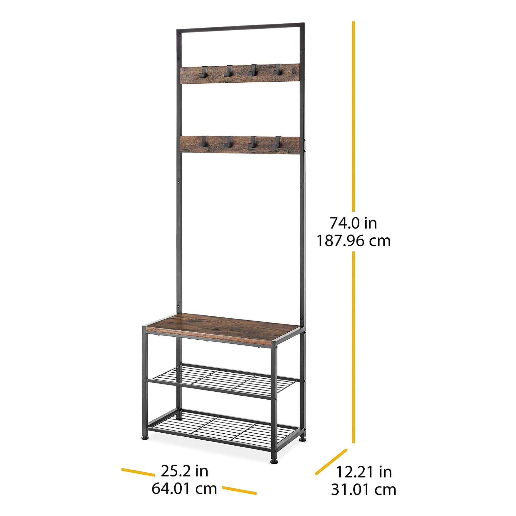 Современная башня/скамейка для прихожей В индустриальном стиле с деревянными полками для обуви, вешалки для пальто, стоячие мебельные стойки для гостиной