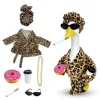 Leopard print-headscarf and bathrobe set