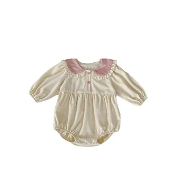 INS Newborn Baby Clothes Autumn Cute Rabbit Super Girl Baby Romper Covered Long Sleeve Triangle Baby Jumpsuit