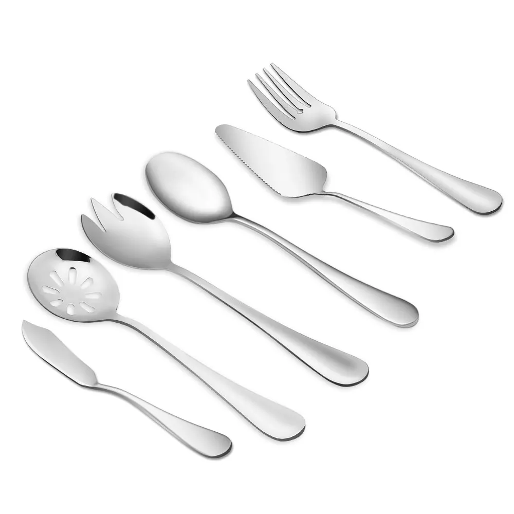 Buffet Serving Utensils Spoons Set 6 Pieces Stainless Steel Dinner Set