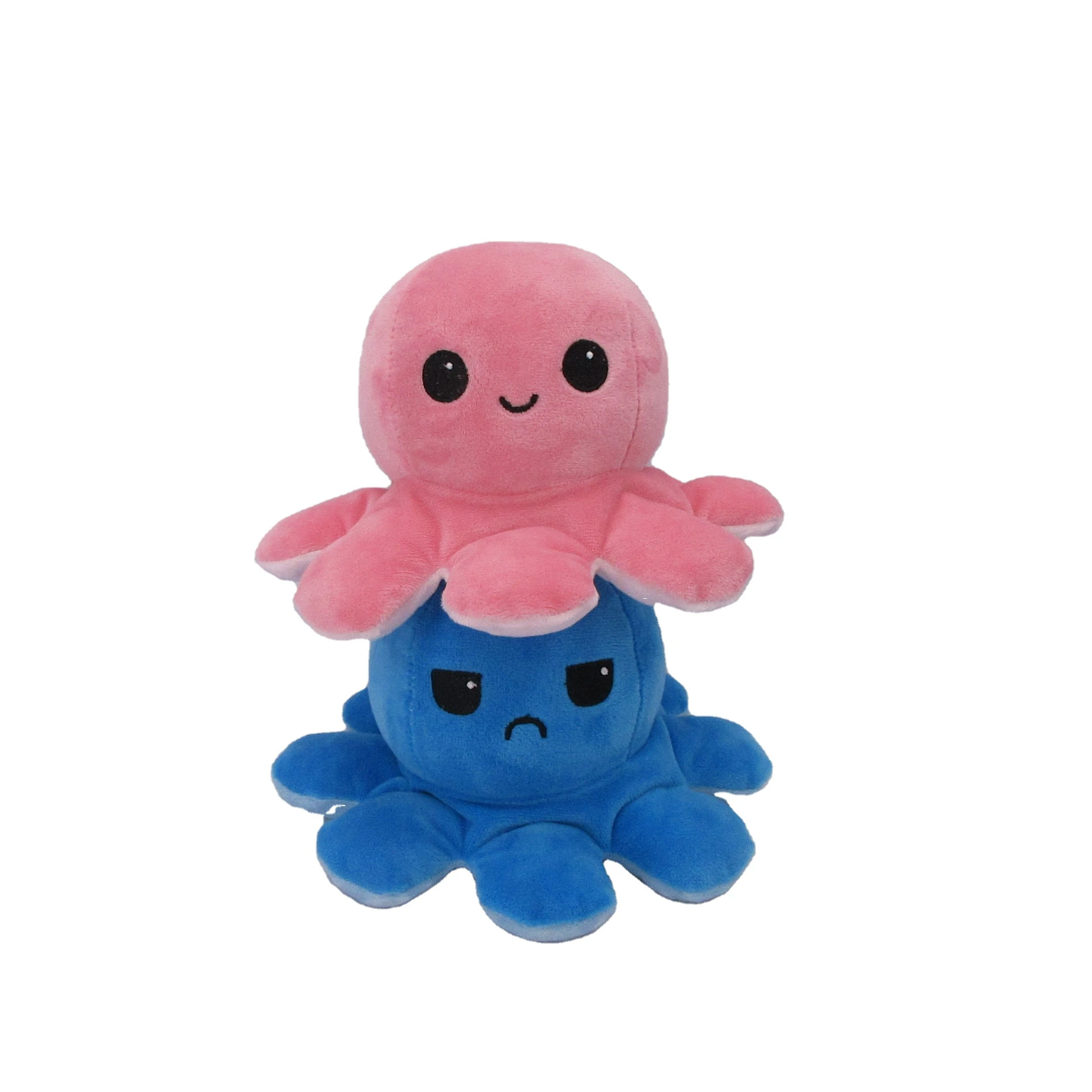 Cute doble sided Reversible Flip stuffed toy octopus animal expression plush toys gifts