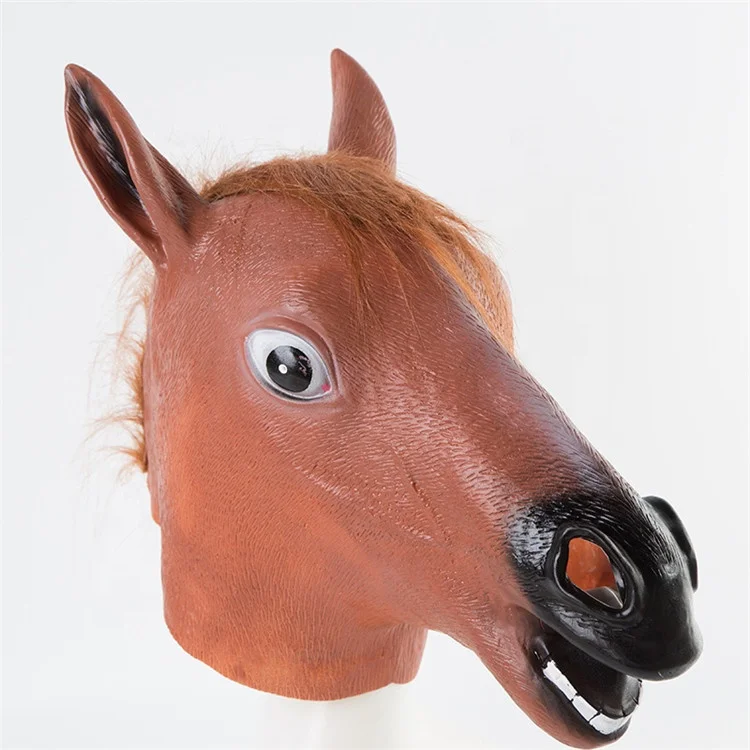PoeticExist Anime Party Animal Hacker Cyberpunk Horse Head Face Anime Scary Latex Horror Celebrities Halloween Realistic Mask