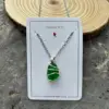 Silver thread-green sea glass
