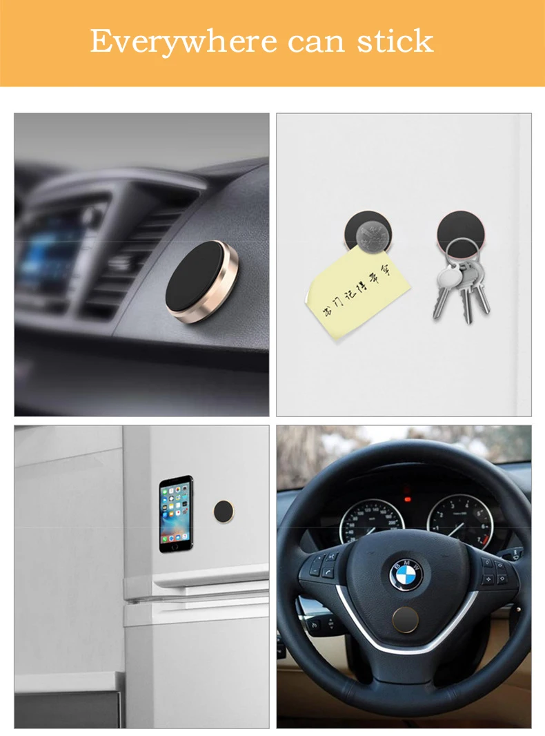 Custom OEM Universal Paste Metal Mini Magnetic Car Mount Magnet Mobile Phone Wall Key Holder for Phones