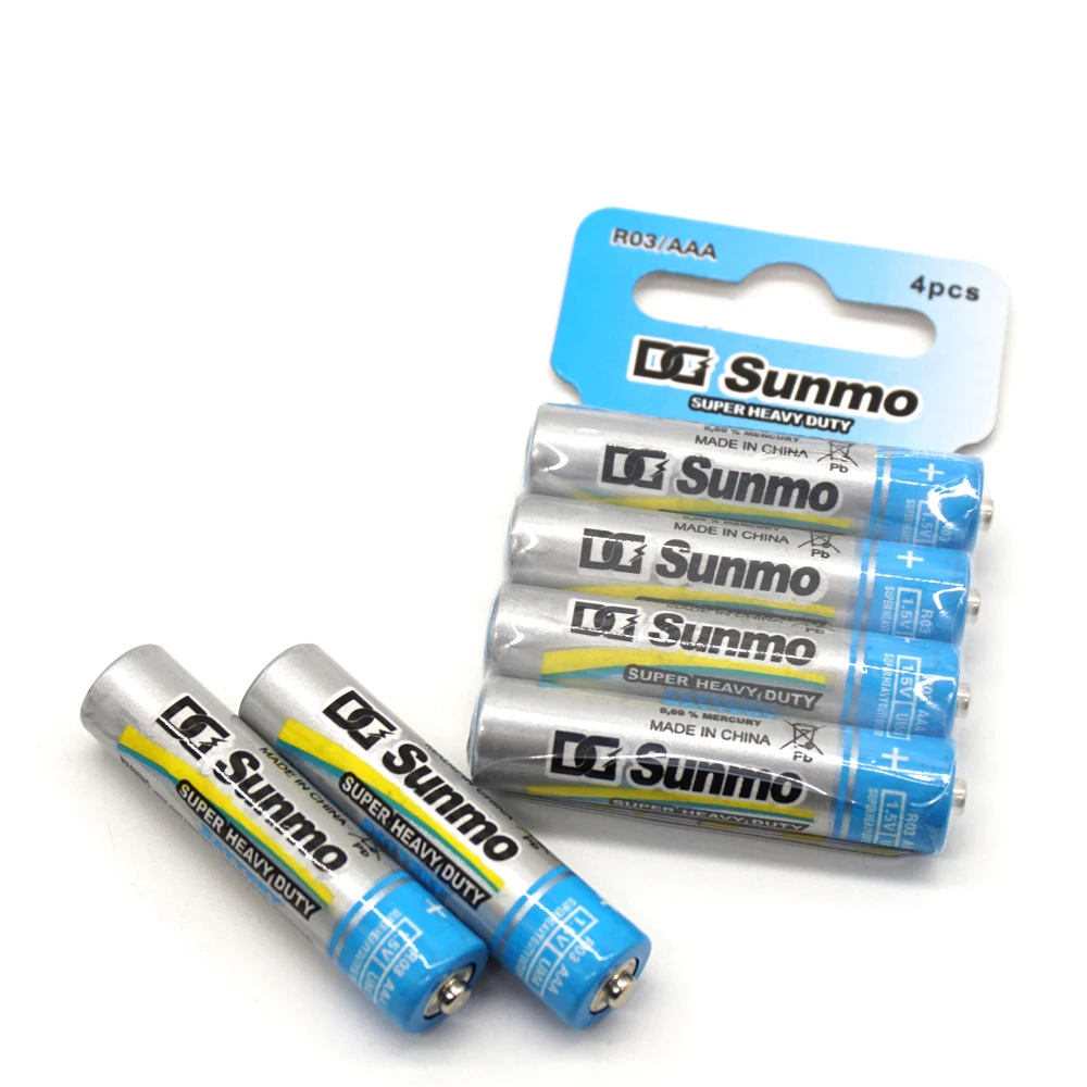 Cheap price 1.5v r03 batteries um-4 aaa carbon zinc dry battery