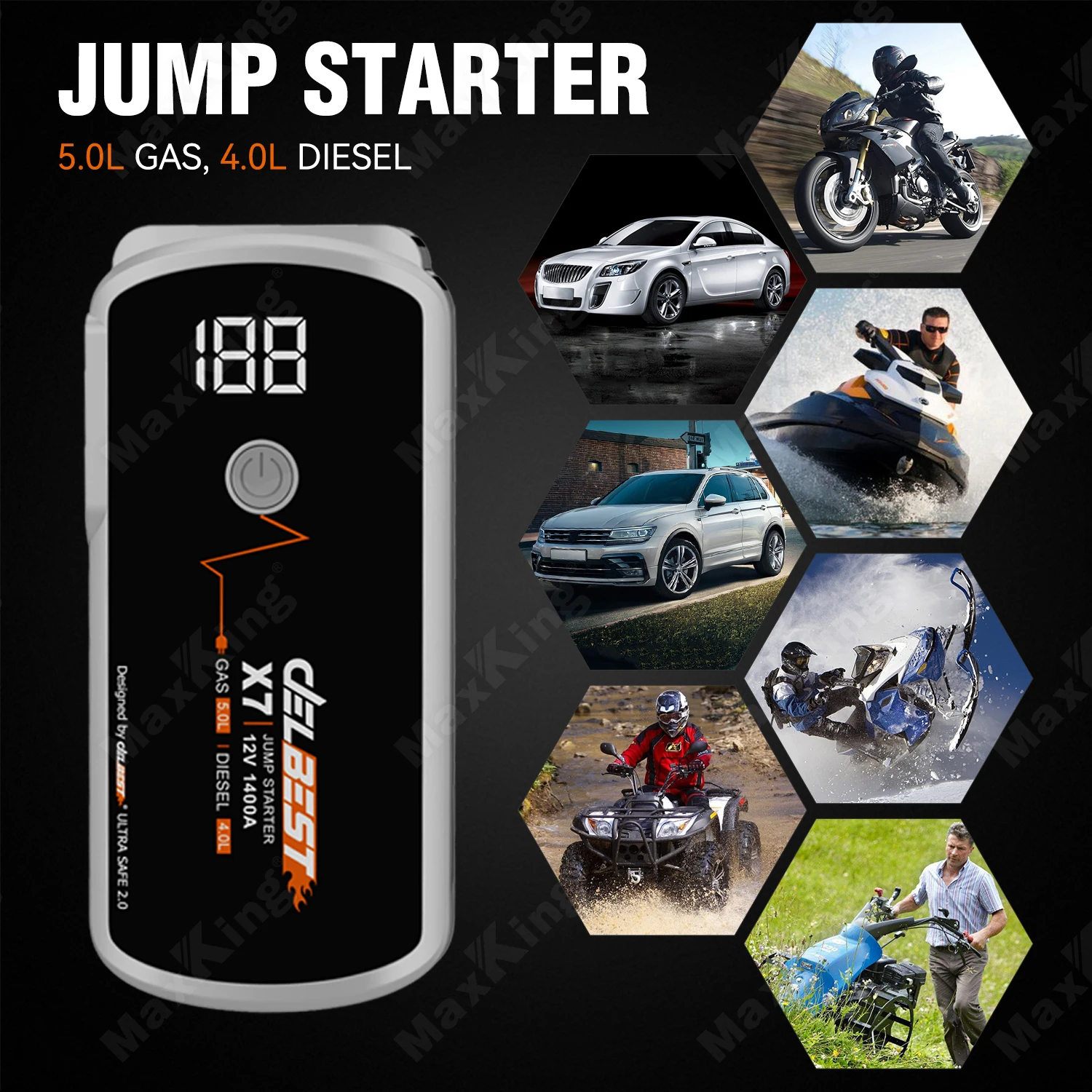 Mini Mobile 18800mAh Snap on Jump Starter Battery Booster Pack Car 12V