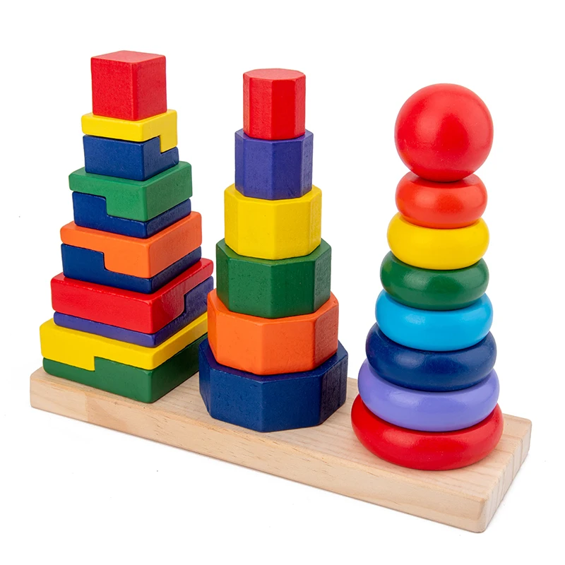 Attractive price new type rainbow tower preschool education toys childrens toys educational intellectual development
