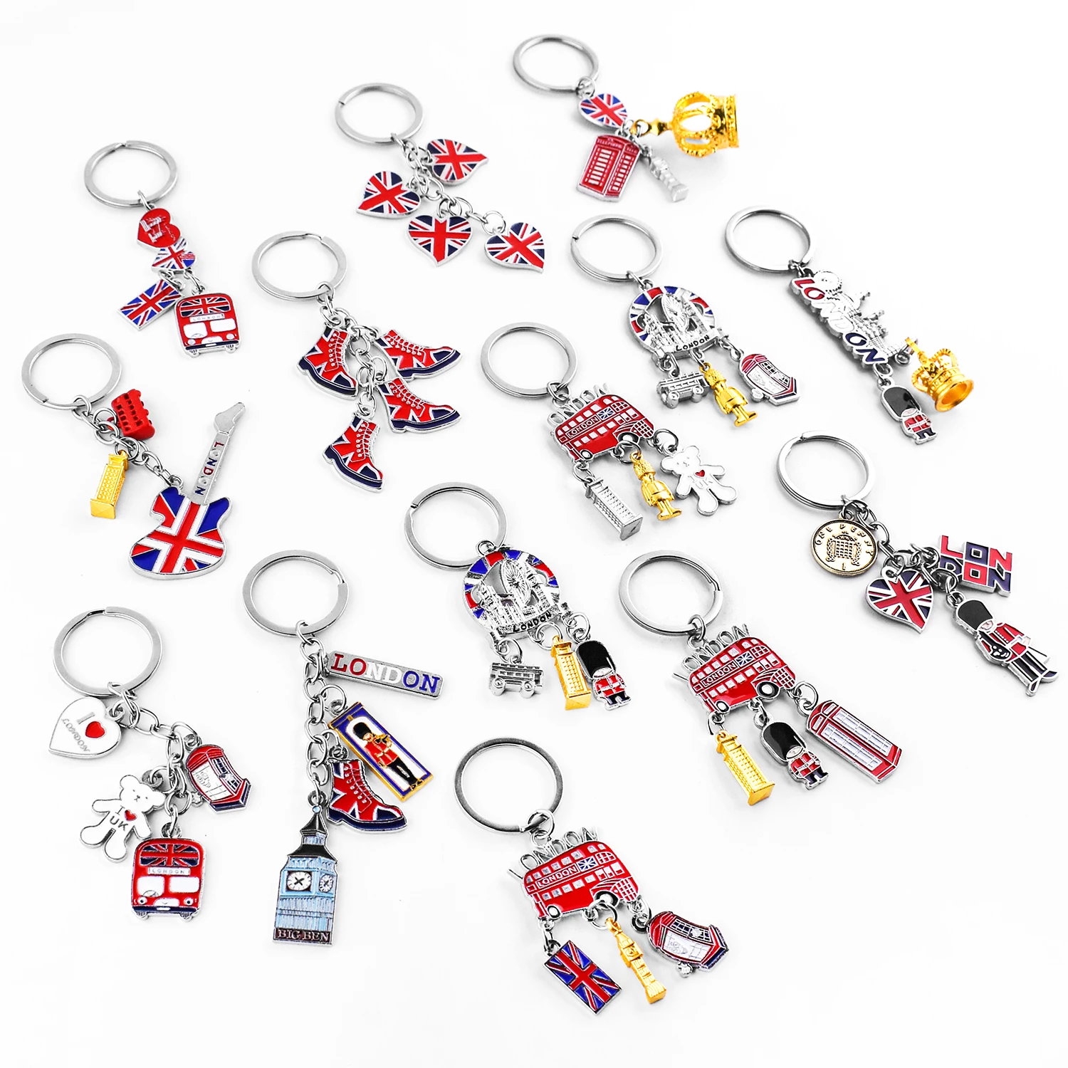 New Style Popular Customize High Quality London Shapes Patterns Keyring With Promotional Gift Souvenir Metal Keychain Key Chain