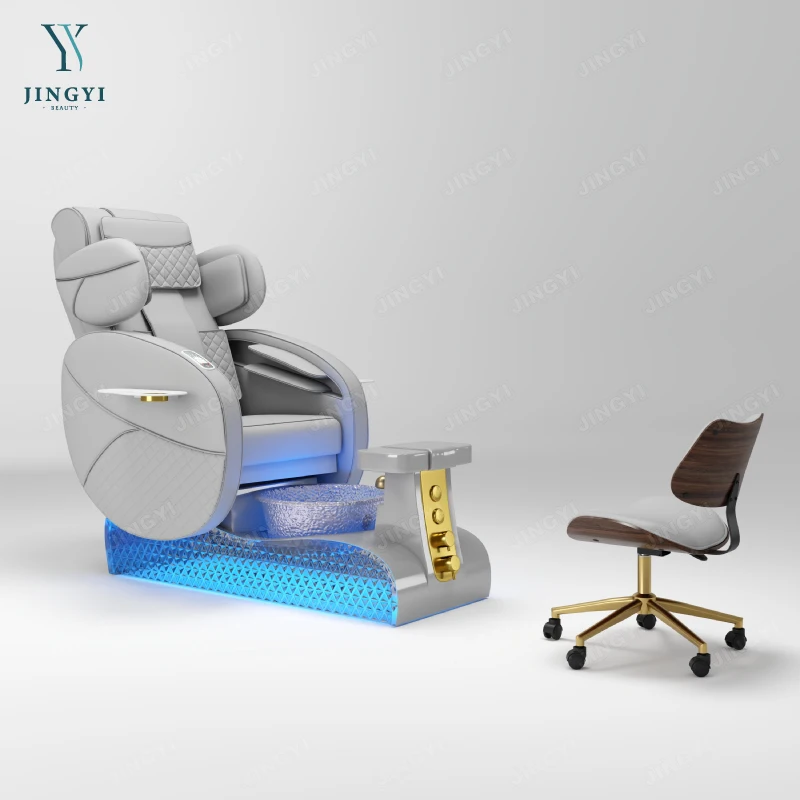 Top Seller Multi Function Rotated Wooden Pedicure Bowl Chair Foot Spa Massage Customized Nail Salon Furniture