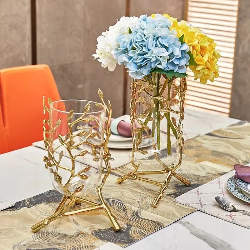 Branches Shape Nordic Style Small Glass Gold Vase Minimalist Decor