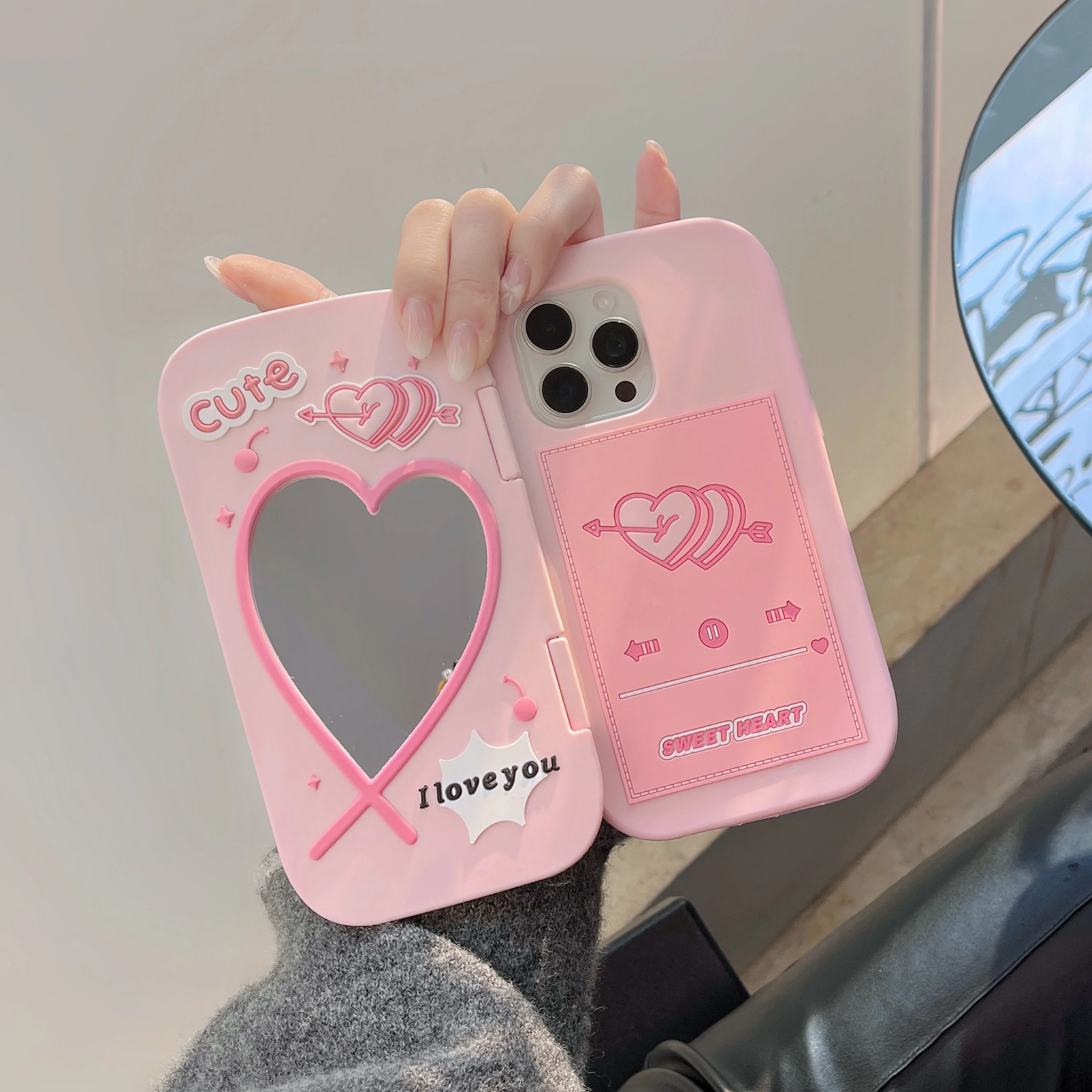 Y2K Cute Silicone Flip Phone Case for iPhone 16 Pro Max Shockproof Mirror Heart Full Cover for iPhone 15 Pro 13 14 Y2K Cute Silicone Flip Phone Case for iPhone 16 Pro Max Shockproof Mirror Heart Full Cover for iPhone 15 Pro 13 14