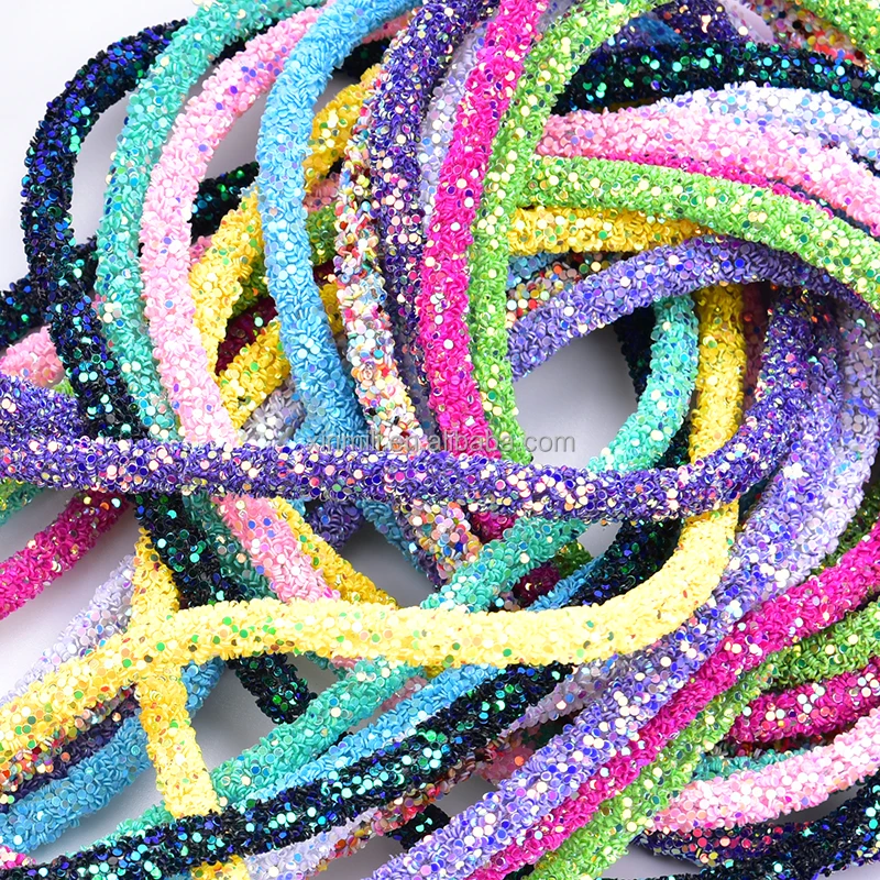 6mm Glitter Sequins Rhinestones Soft Tube Cord Rope String For Diy
