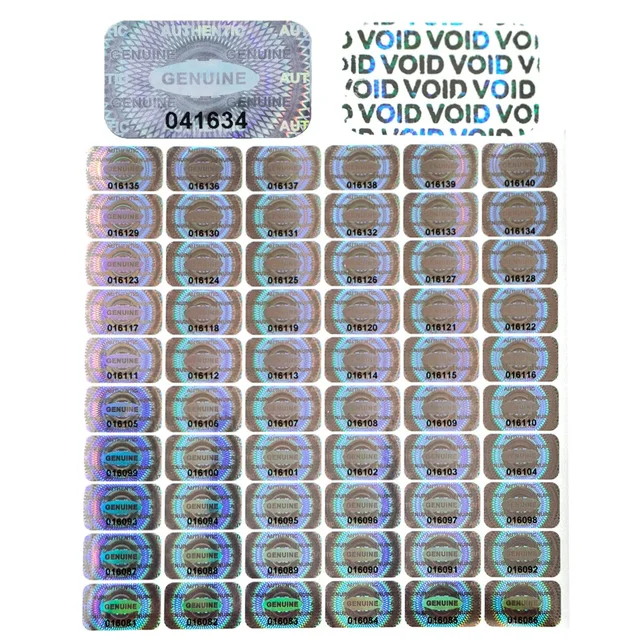 Hologram Tamper-Proof Security Sealing Label Unique Serial Number Warranty Void Sticker