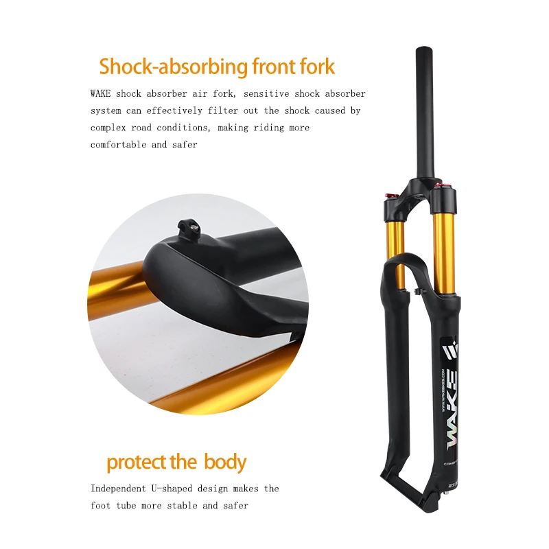 Forcella Anteriore Ammortizzata Per Mountain Bike, In Alluminio, Compatibile Con Ruote 22/24/26 Pollici E Freni A Disco
