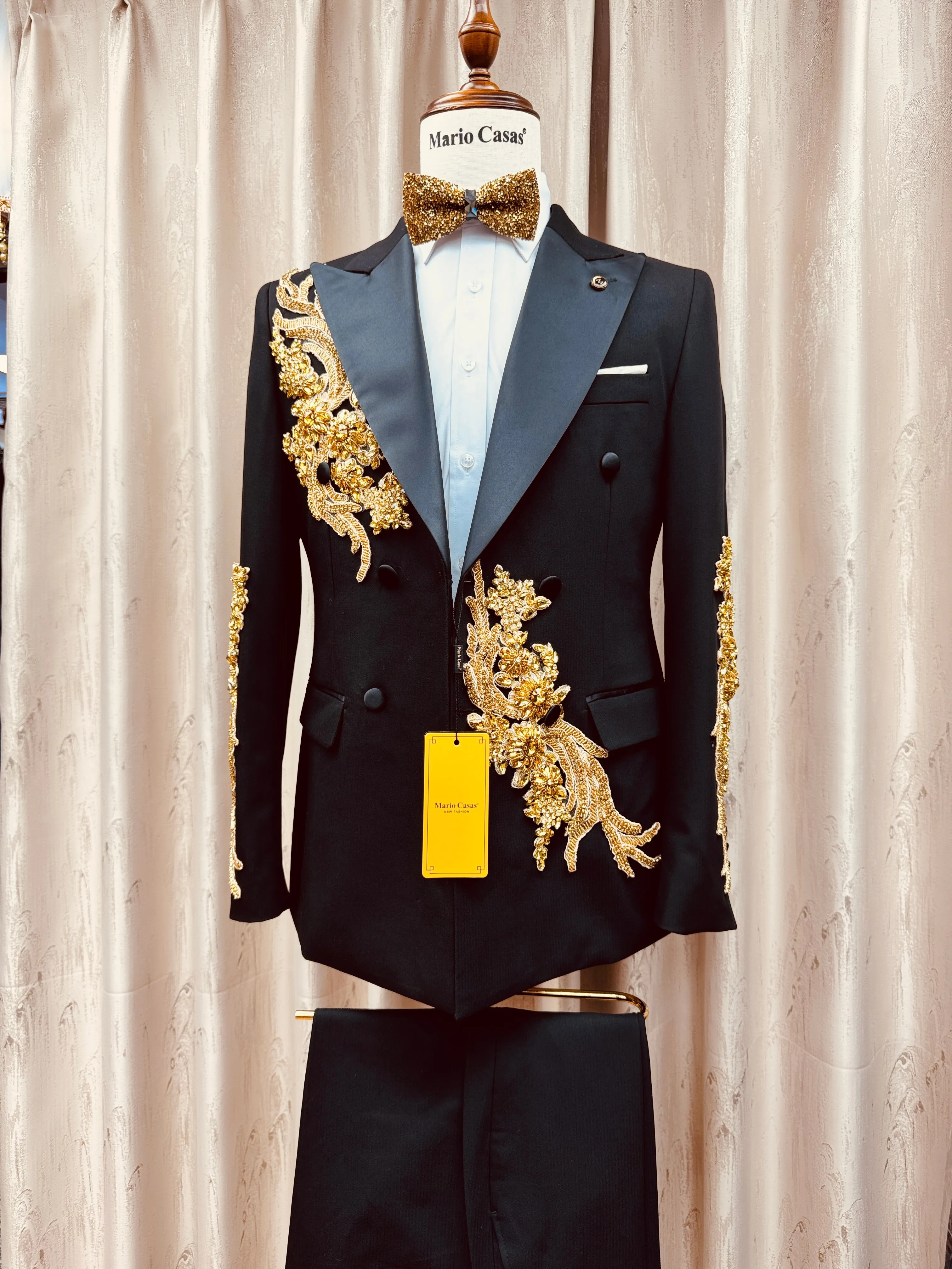 Luxury Hand Embroidery Made Men Suits 2 Piece for Prom Groom Formal Party Wear Tuxedo