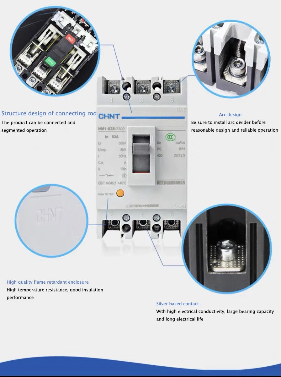 HOT SALE CHINT moulded case circuit breaker NM1-250S 125A/160A/200A/225A/250A
