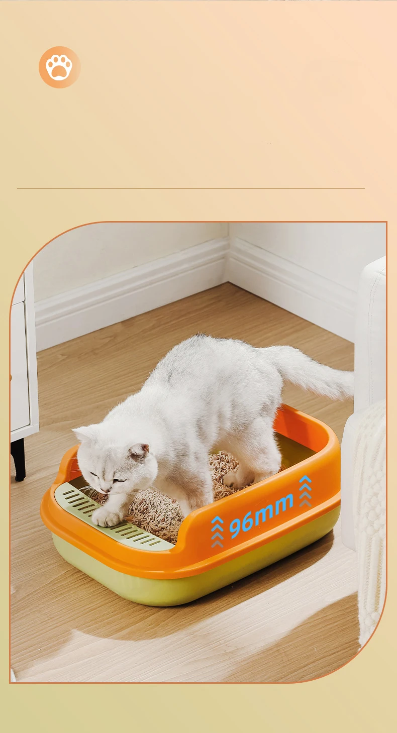 Semi Enclosed Large Litter Box Plastic Reinforced Cat Toilet Foot