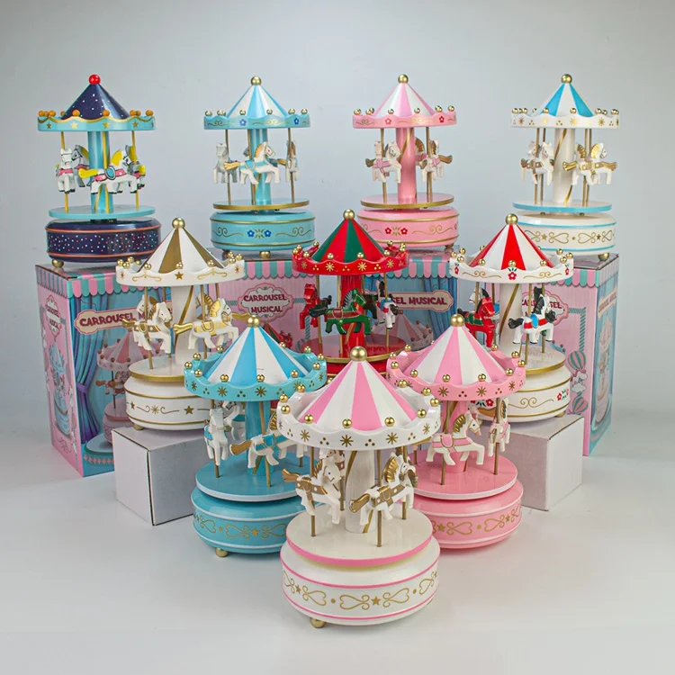 Classical Style Wind up Horse Carousel Music Box
